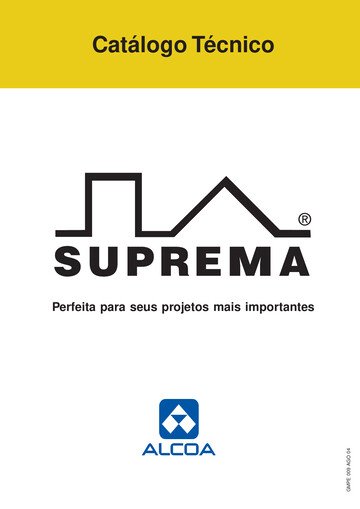 Capa do catálogo técnico de perfis de alumínio Linha Suprema